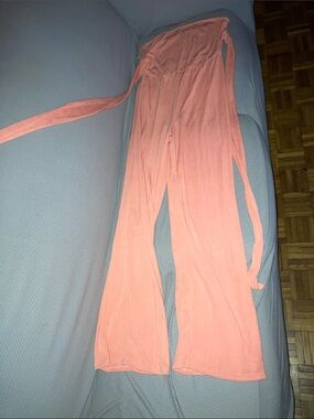 Women's Coral Pink Wrap Jumpsuit Romper